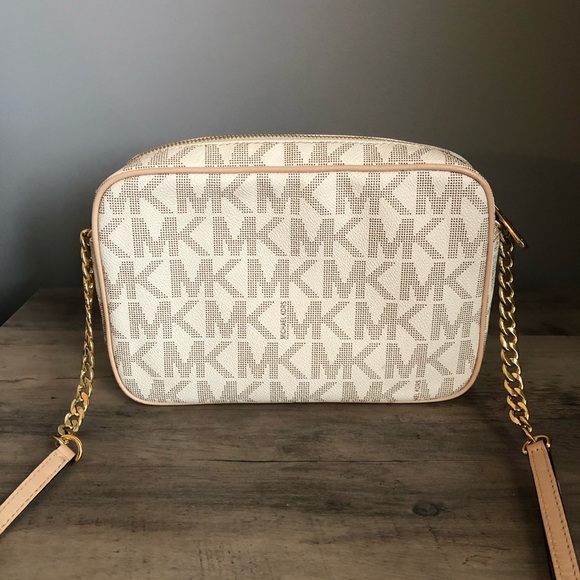 Michael Kors White Monogram Crossbody Purse - Picture 2 of 8